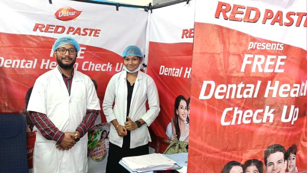 dabur red tooth paste dental health camp