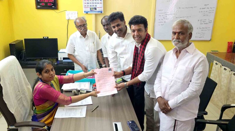 villivakkam dmk candidate karthik mohan nomination