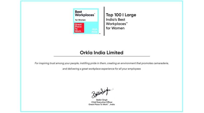 Orkla India Best Workplaces for Women 2026